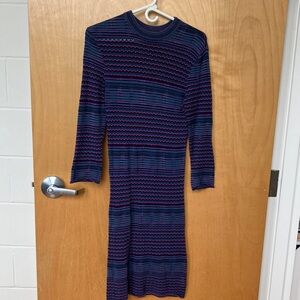 Free People Multicolor Long Sleeve Bodycon Knit Dress